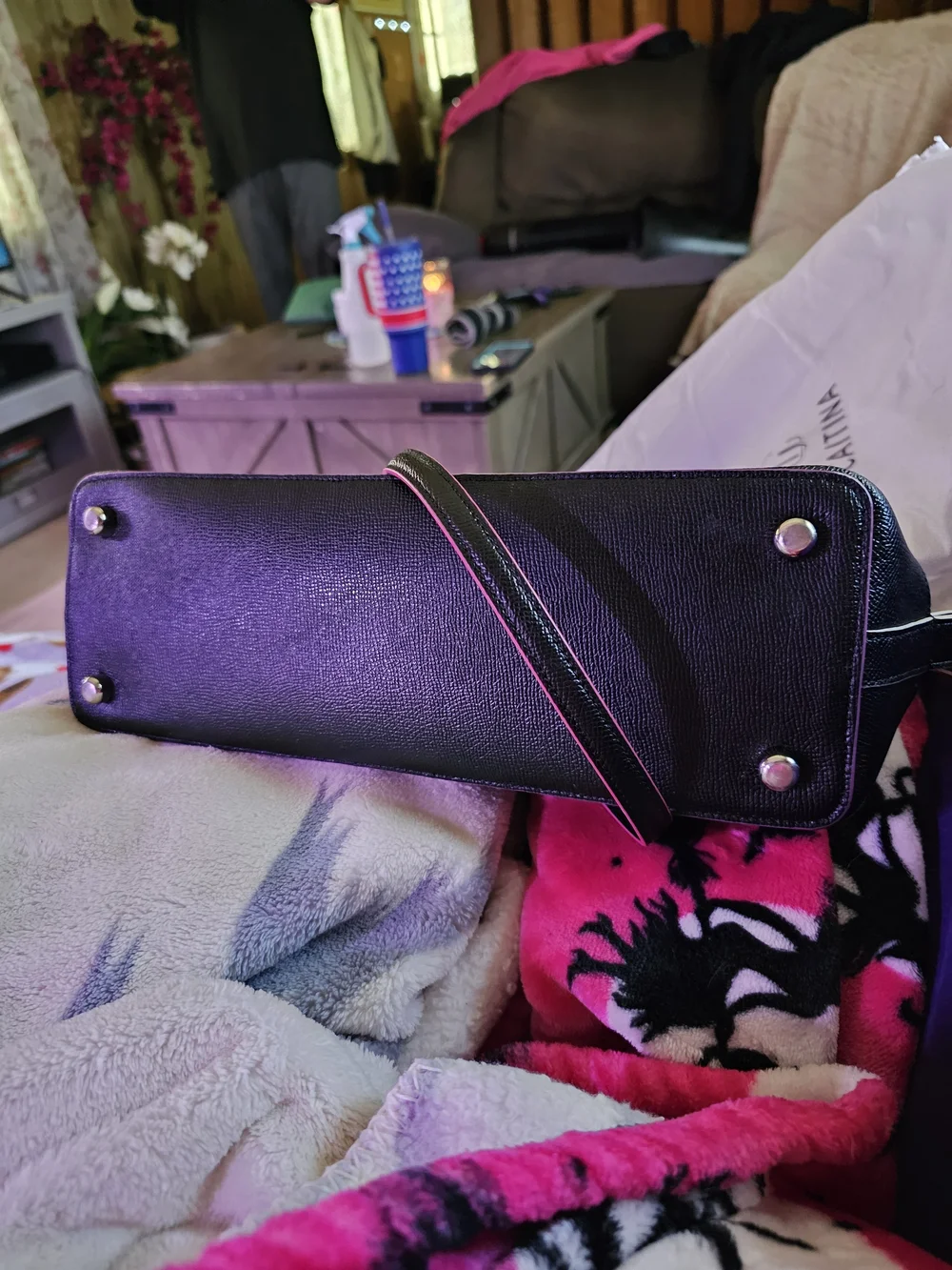 Coach Black Leather Sierra Dome Satchel with Pink Trim - Picture 4 of 7